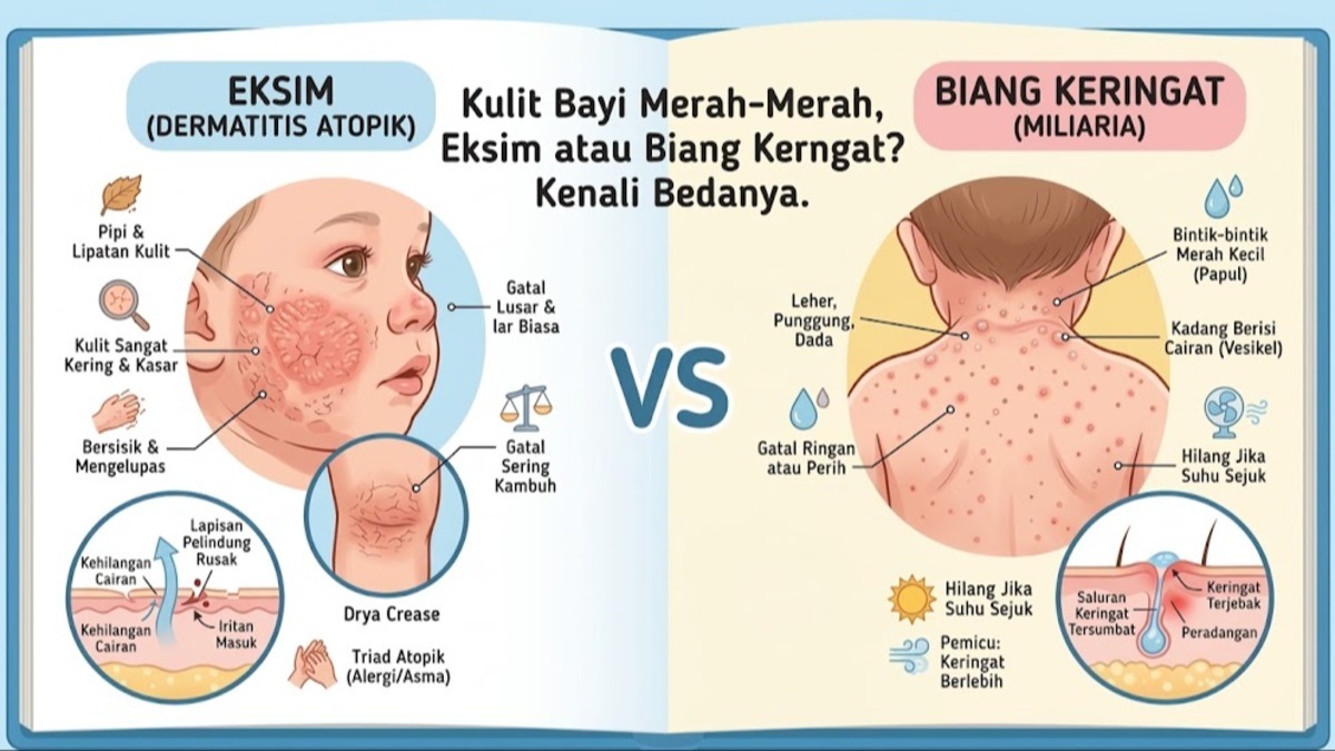 Kulit Bayi Merah-Merah, Eksim atau Biang Keringat? Kenali Bedanya